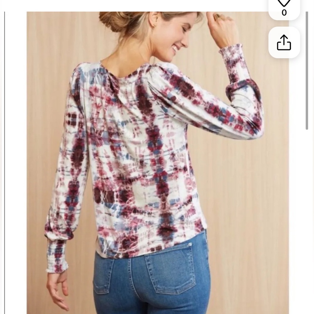 Allison Joy Elana Smock Tie Dye Puff Top Long Sleeve Top - Picture 2 of 3